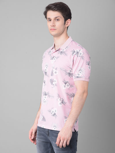 Pink Floral T-Shirt-Men T-Shirts-Crimsoune Club