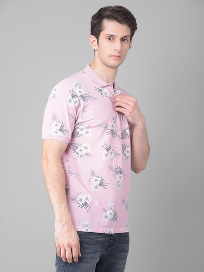 Pink Floral T-Shirt-Men T-Shirts-Crimsoune Club