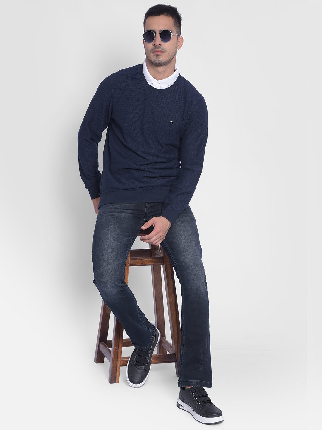 Navy Blue T-shirt-Men Jeans-Crimsoune Club