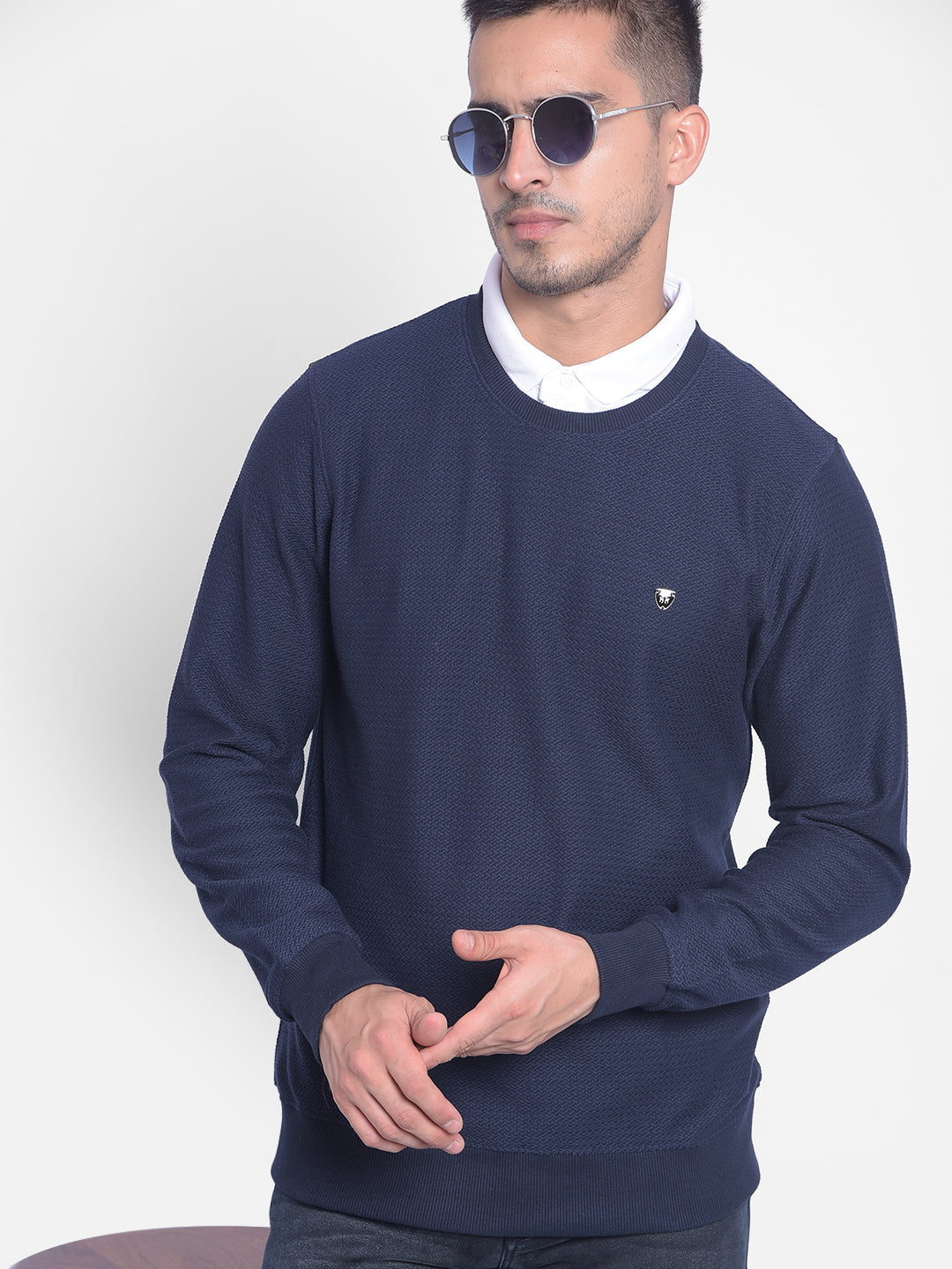 Navy Blue T-shirt-Men Jeans-Crimsoune Club