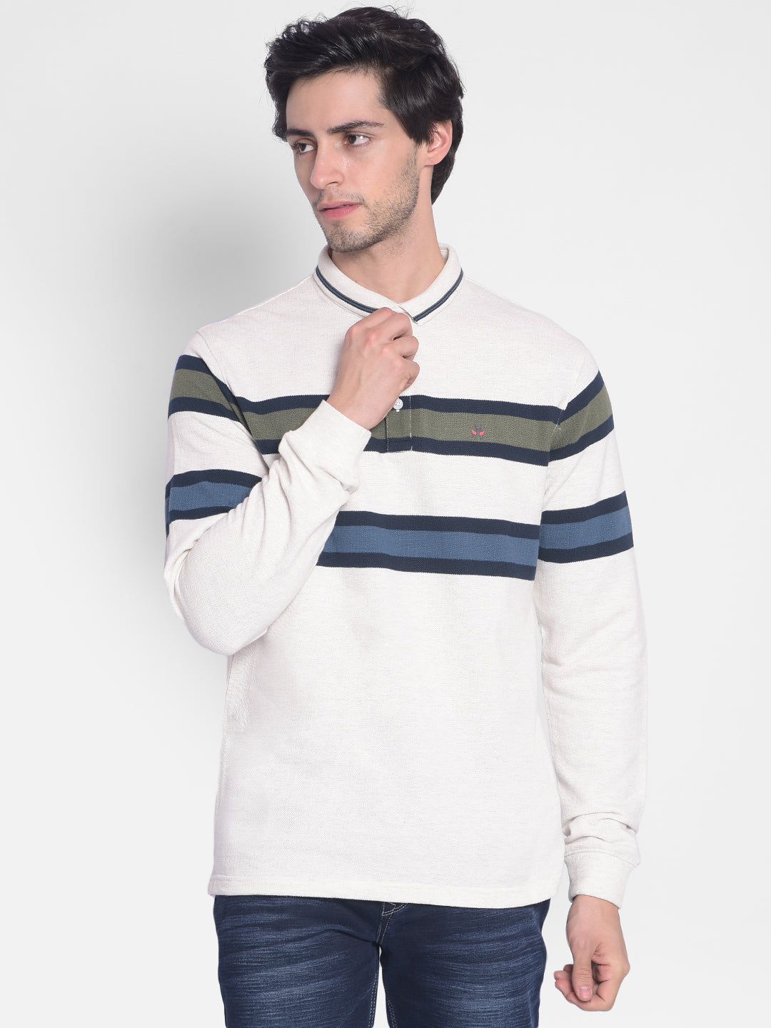 White Striped T-Shirt-Men T-shirts-Crimsoune Club