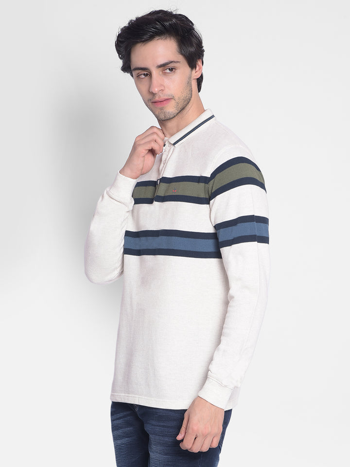 White Striped T-Shirt-Men T-shirts-Crimsoune Club