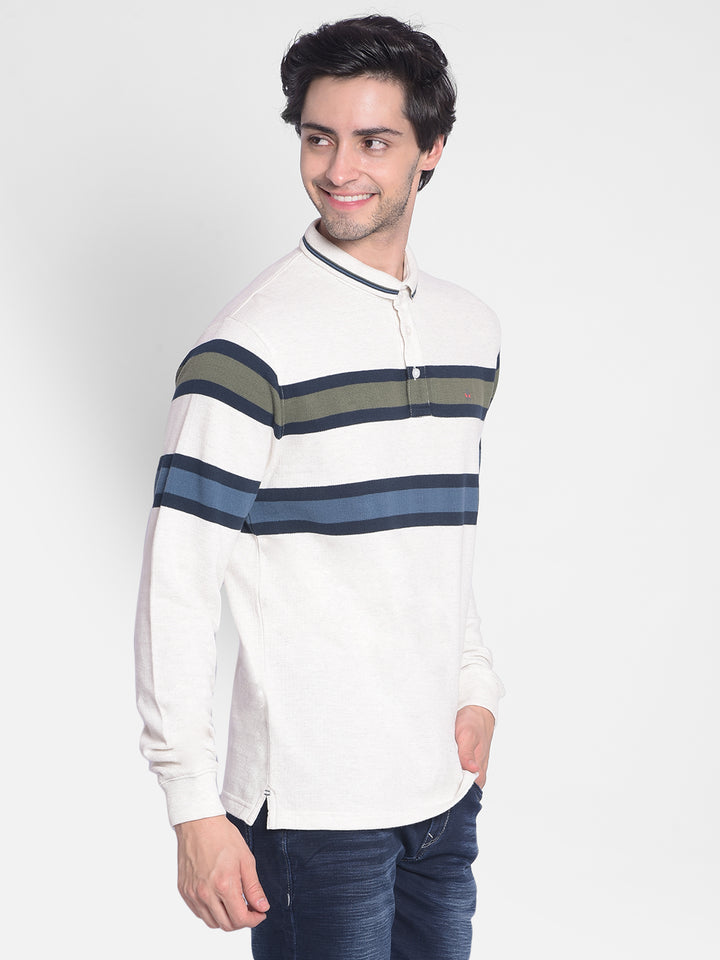 White Striped T-Shirt-Men T-shirts-Crimsoune Club
