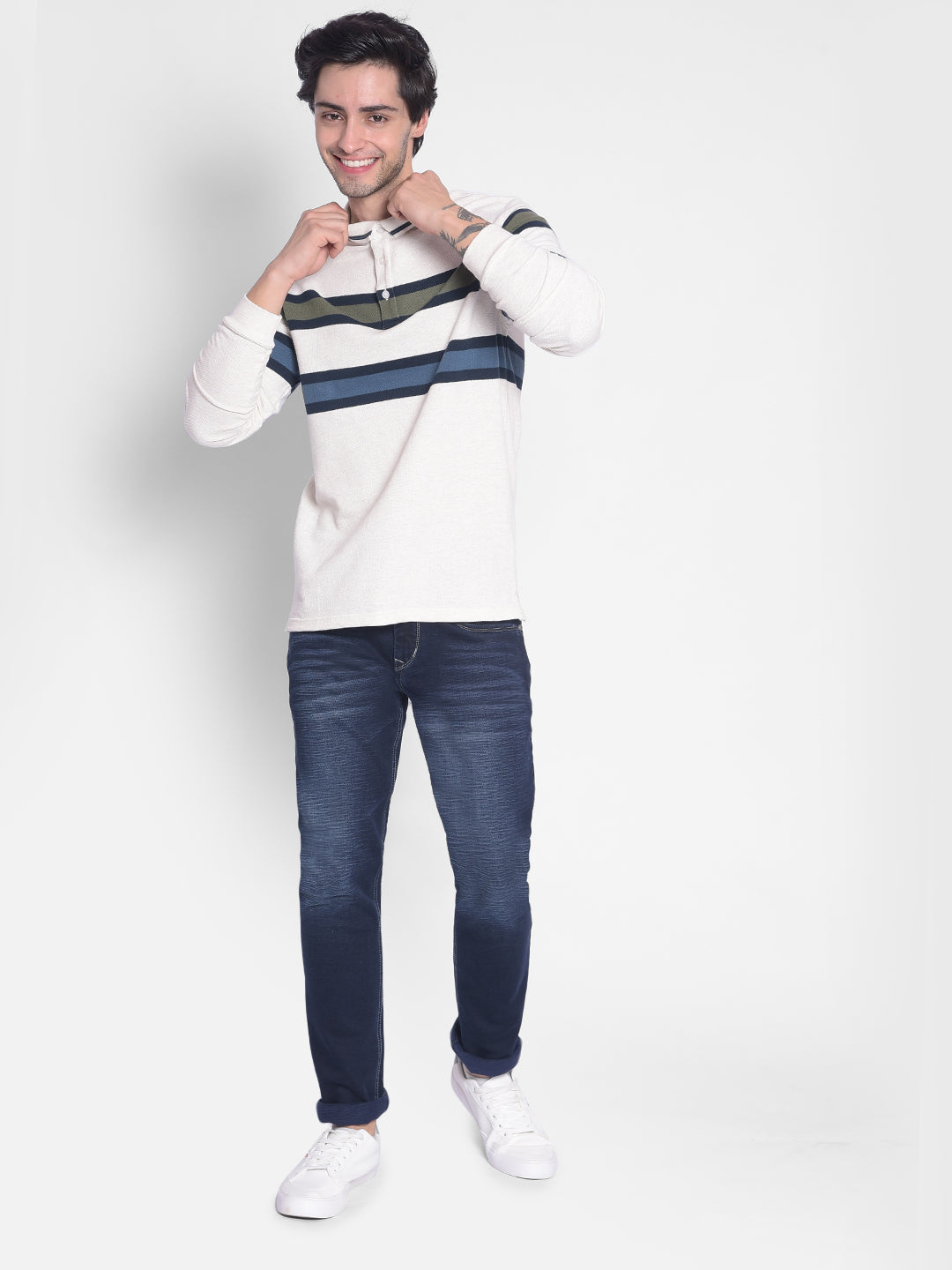 White Striped T-Shirt-Men T-shirts-Crimsoune Club