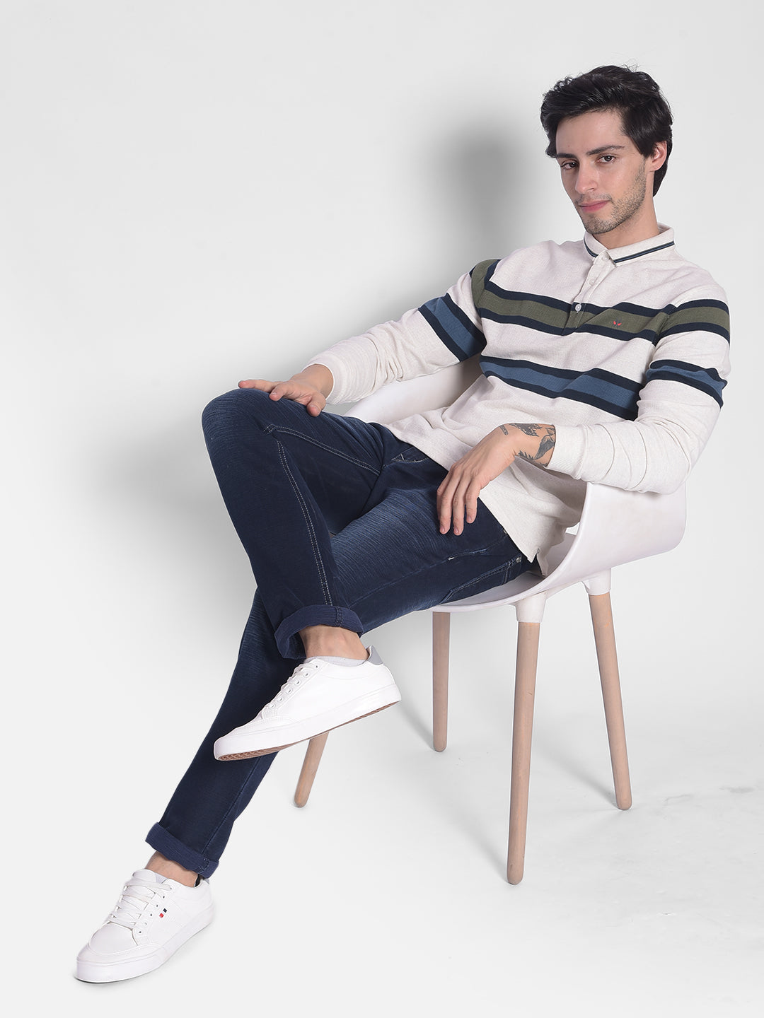 White Striped T-Shirt-Men T-shirts-Crimsoune Club