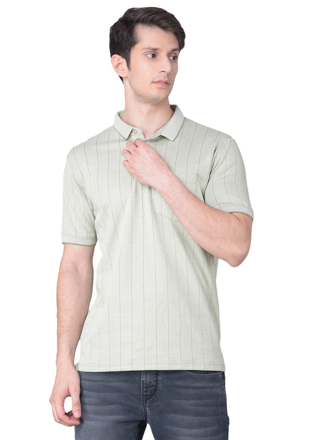 Green Striped T-Shirt-Men T-Shirts-Crimsoune Club