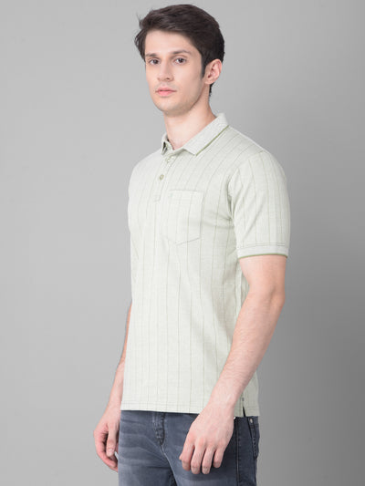 Green Striped T-Shirt-Men T-Shirts-Crimsoune Club