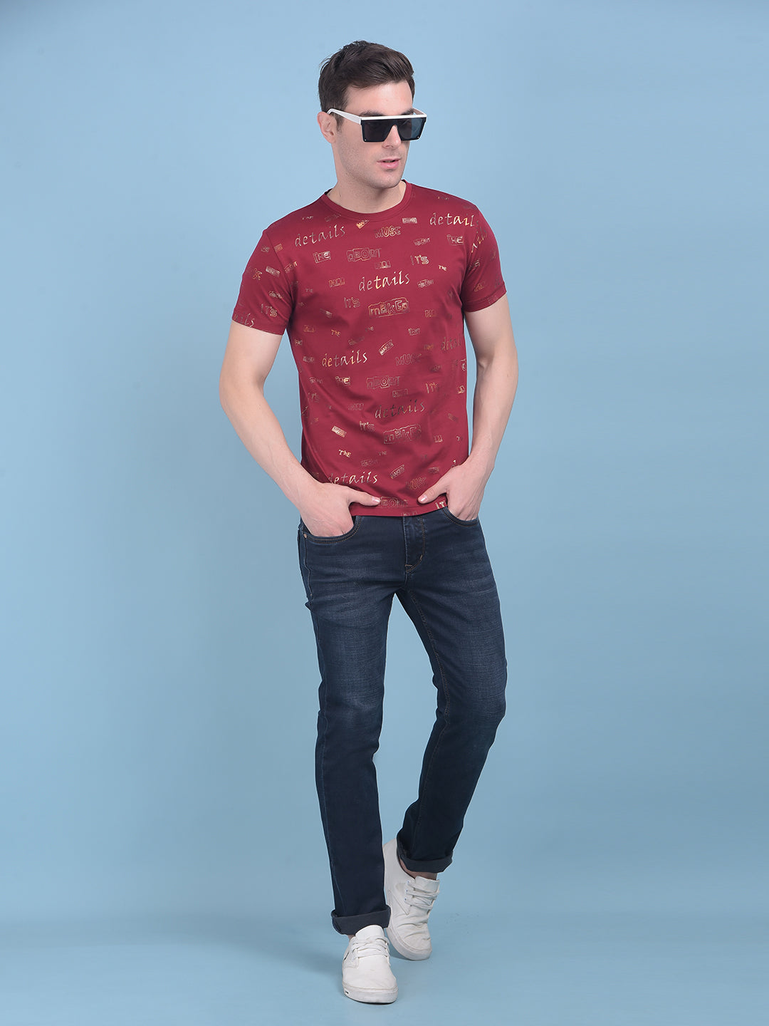 Wine Typographic Print Cotton T-Shirt-Men T-shirts-Crimsoune Club