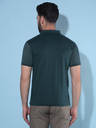 Green Printed 100% Cotton Polo T-Shirt-Men T-Shirts-Crimsoune Club