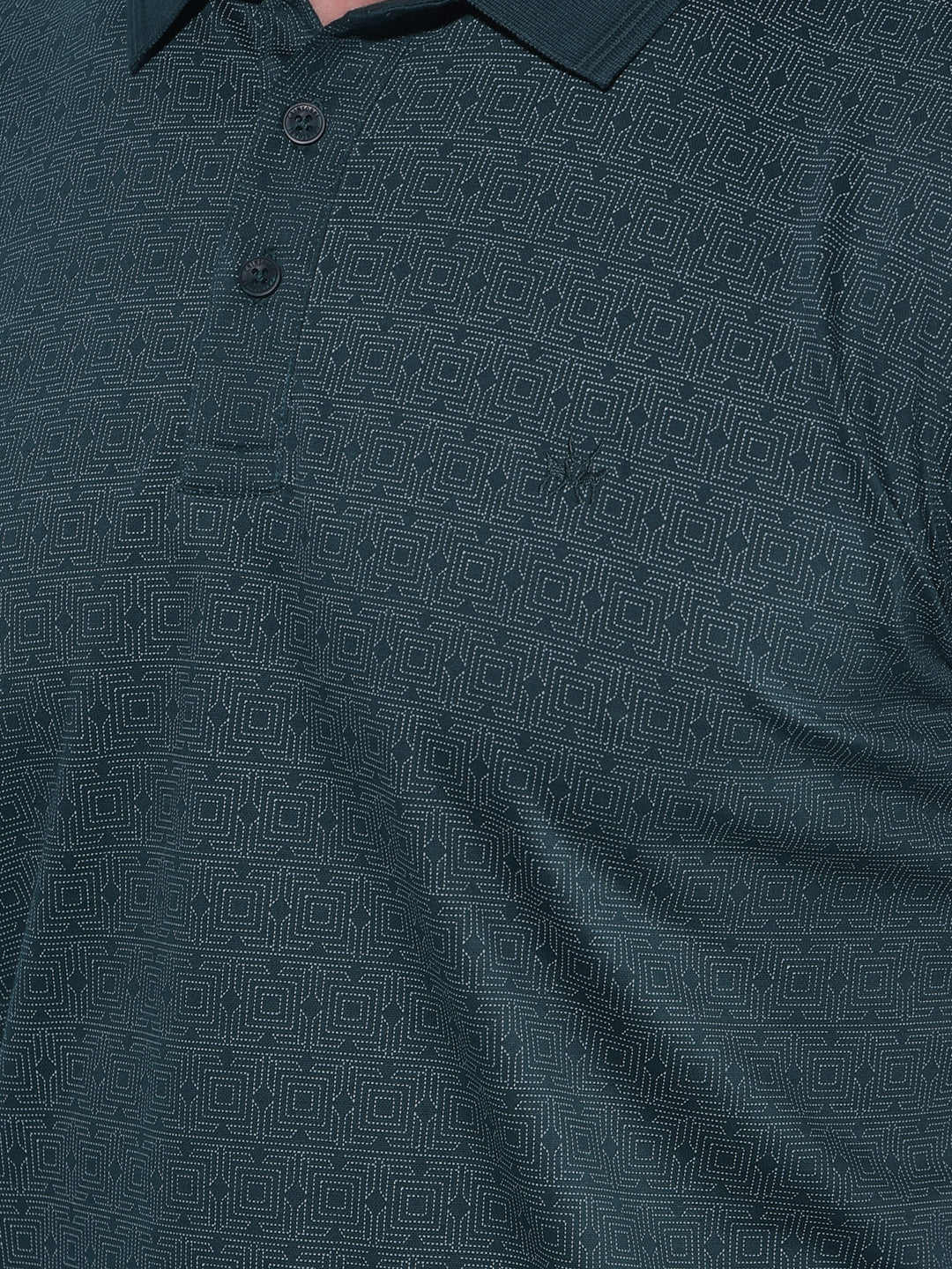 Green Printed 100% Cotton Polo T-Shirt-Men T-Shirts-Crimsoune Club