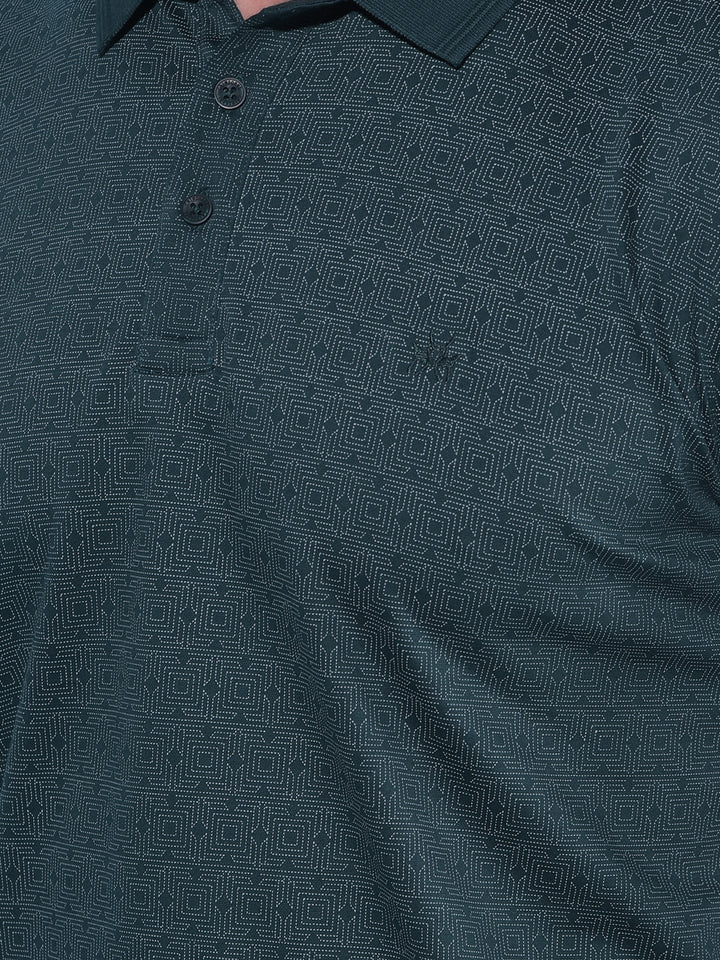 Green Printed 100% Cotton Polo T-Shirt-Men T-Shirts-Crimsoune Club