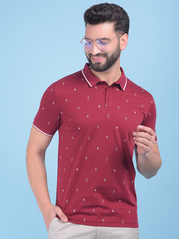 Wine Printed T-Shirt-Men T-Shirts-Crimsoune Club
