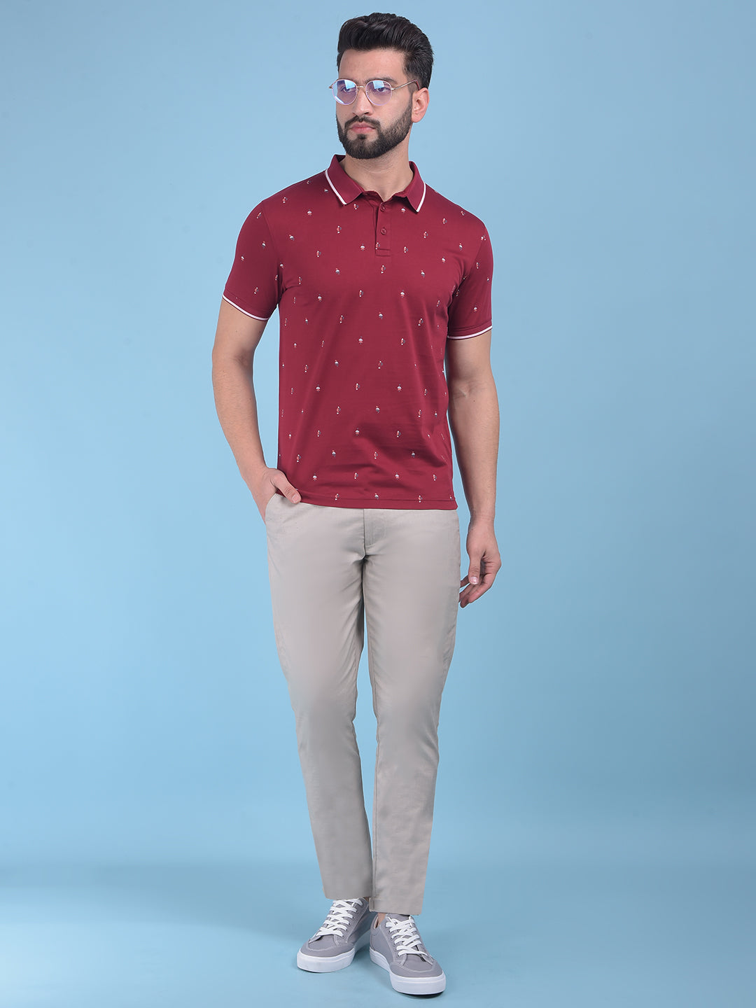 Wine Printed T-Shirt-Men T-Shirts-Crimsoune Club