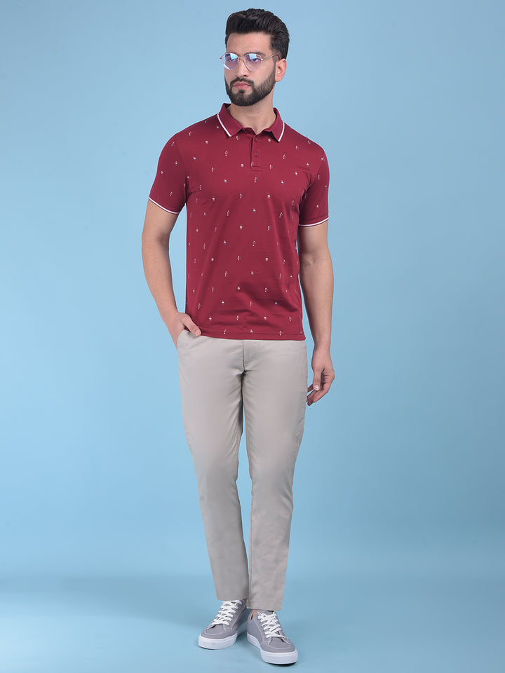 Wine Printed T-Shirt-Men T-Shirts-Crimsoune Club
