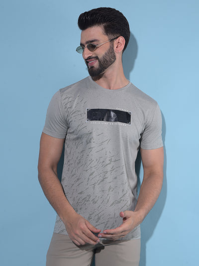 Grey Printed T-Shirt-Men T-Shirts-Crimsoune Club