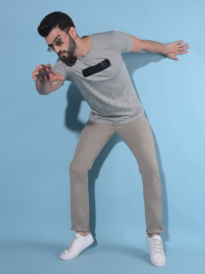 Grey Printed T-Shirt-Men T-Shirts-Crimsoune Club