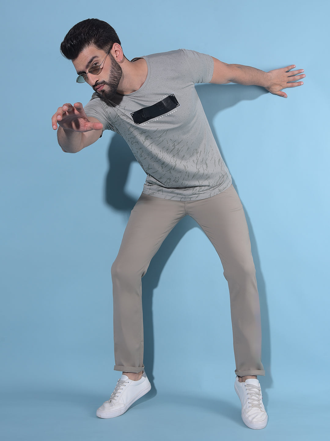 Grey Printed T-Shirt-Men T-Shirts-Crimsoune Club