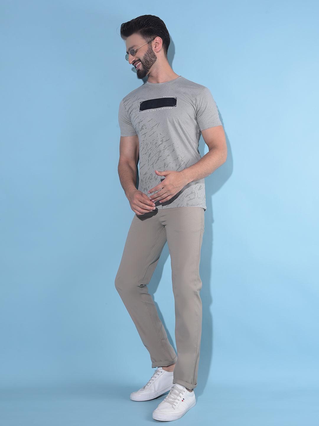 Grey Printed T-Shirt-Men T-Shirts-Crimsoune Club