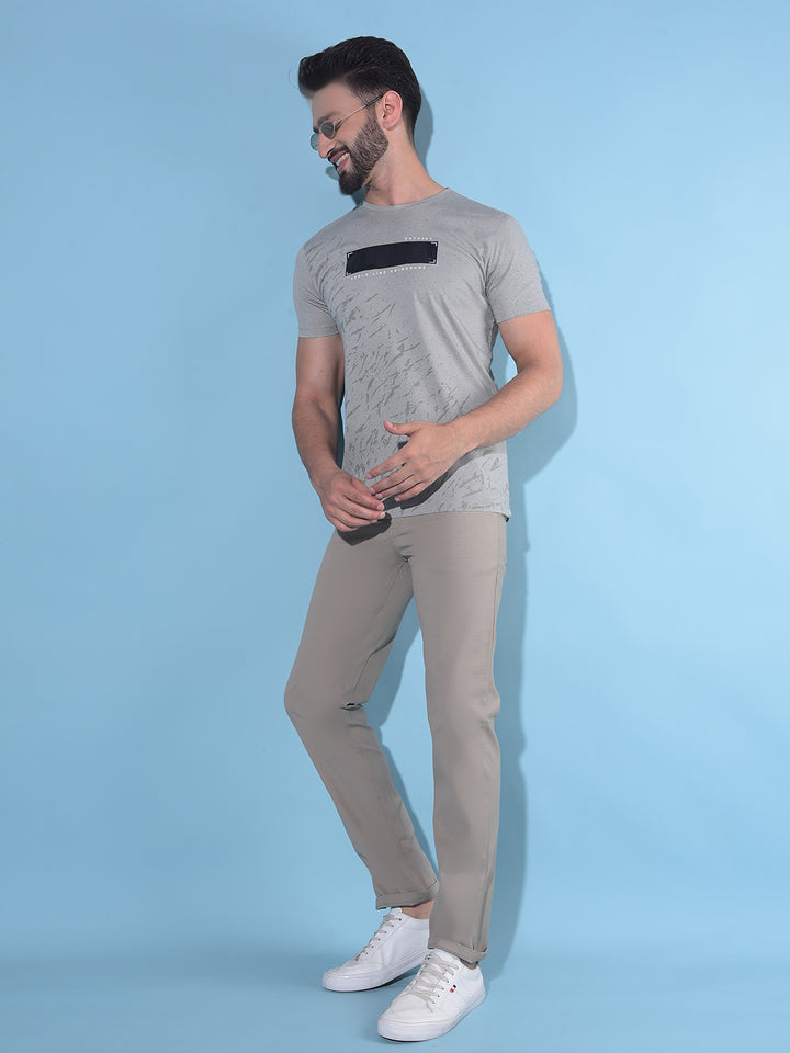 Grey Printed T-Shirt-Men T-Shirts-Crimsoune Club