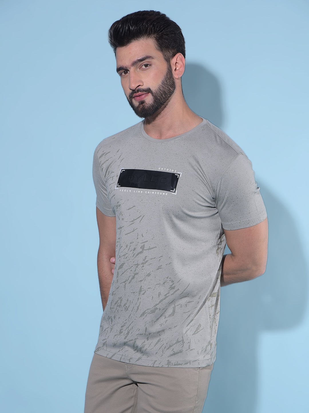 Grey Printed T-Shirt-Men T-Shirts-Crimsoune Club