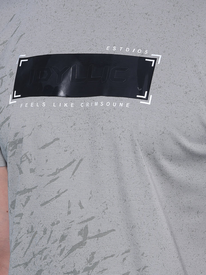 Grey Printed T-Shirt-Men T-Shirts-Crimsoune Club