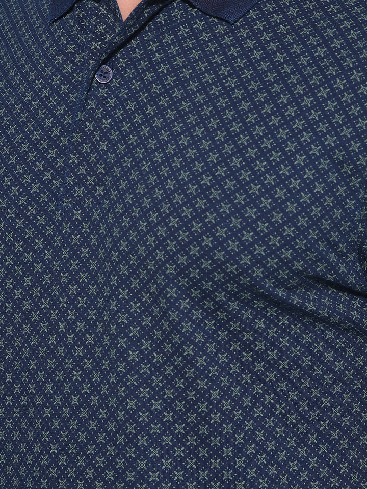Navy Blue Printed T-Shirt-Men T-Shirts-Crimsoune Club