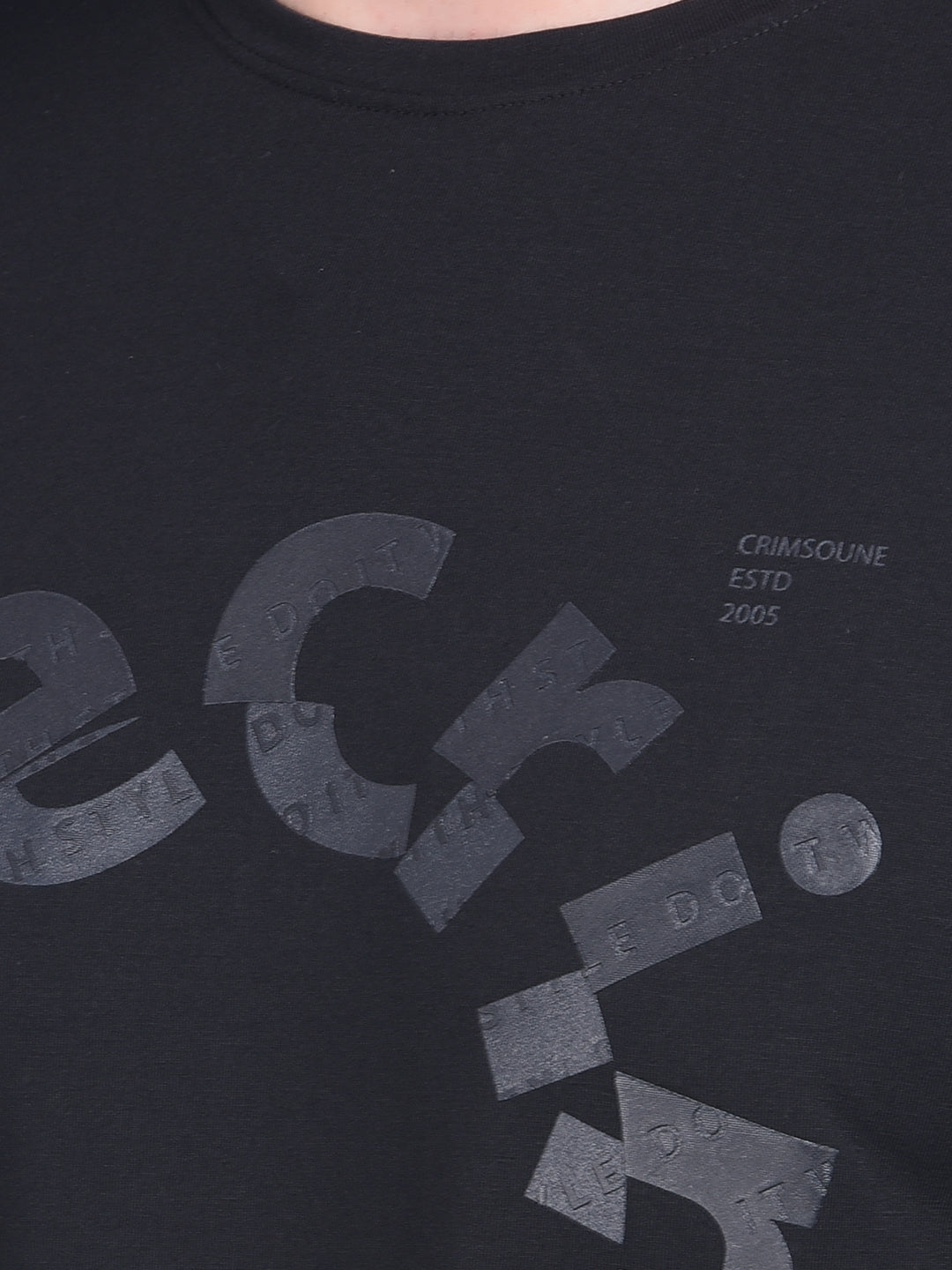 Black Typographic Print Cotton T-Shirt-Men T-shirts-Crimsoune Club