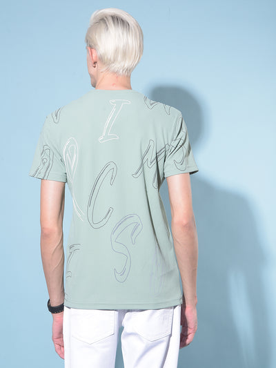 Green Typographic Printed Cotton T-Shirt-Men T-Shirts-Crimsoune Club
