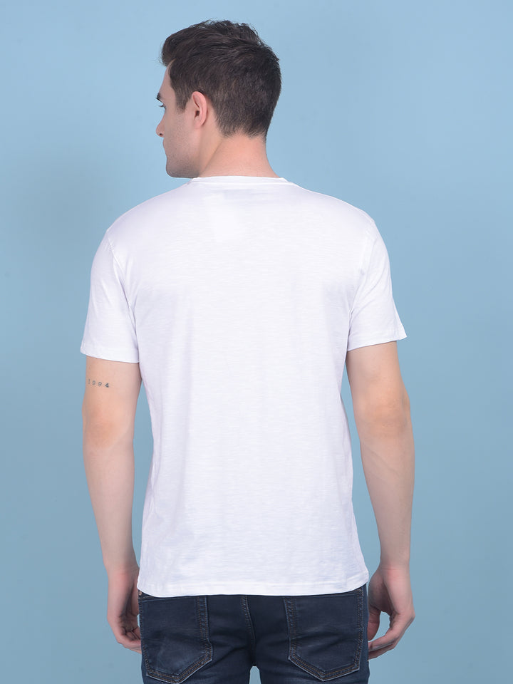 White Graphic Print Cotton T-Shirt-Men T-shirts-Crimsoune Club