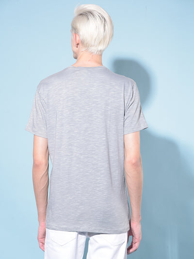 Grey Graphic Print Cotton T-Shirt-Men T-Shirts-Crimsoune Club