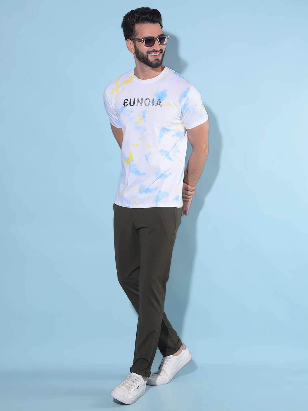 Multi Color Abstract Print Cotton T-Shirt-Men T-Shirts-Crimsoune Club