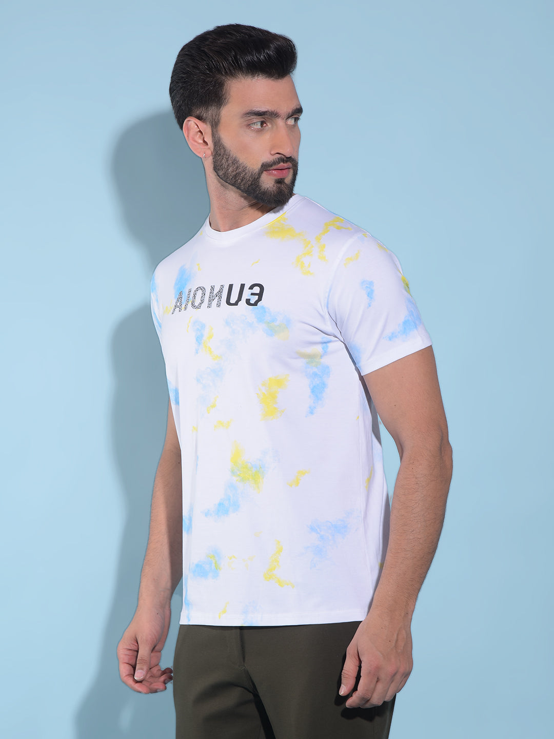 Multi Color Abstract Print Cotton T-Shirt-Men T-Shirts-Crimsoune Club