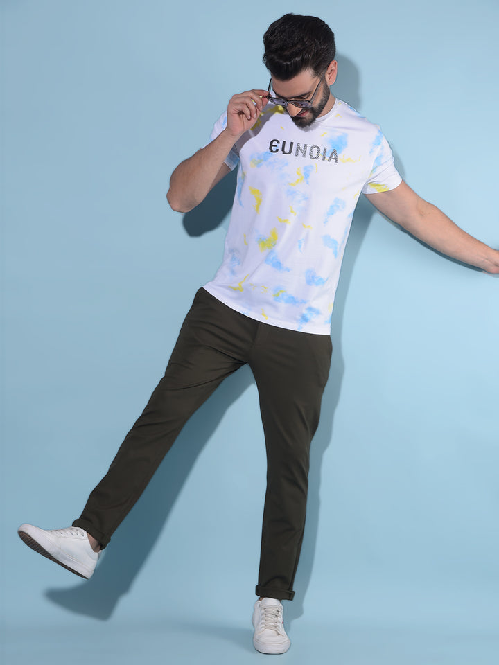 Multi Color Abstract Print Cotton T-Shirt-Men T-Shirts-Crimsoune Club