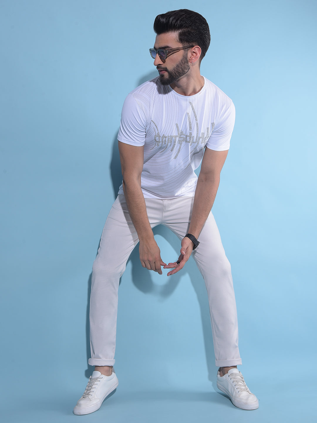White Typographic Print Cotton T-Shirt-Men T-Shirts-Crimsoune Club