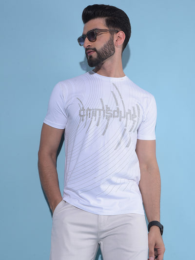 White Typographic Print Cotton T-Shirt-Men T-Shirts-Crimsoune Club