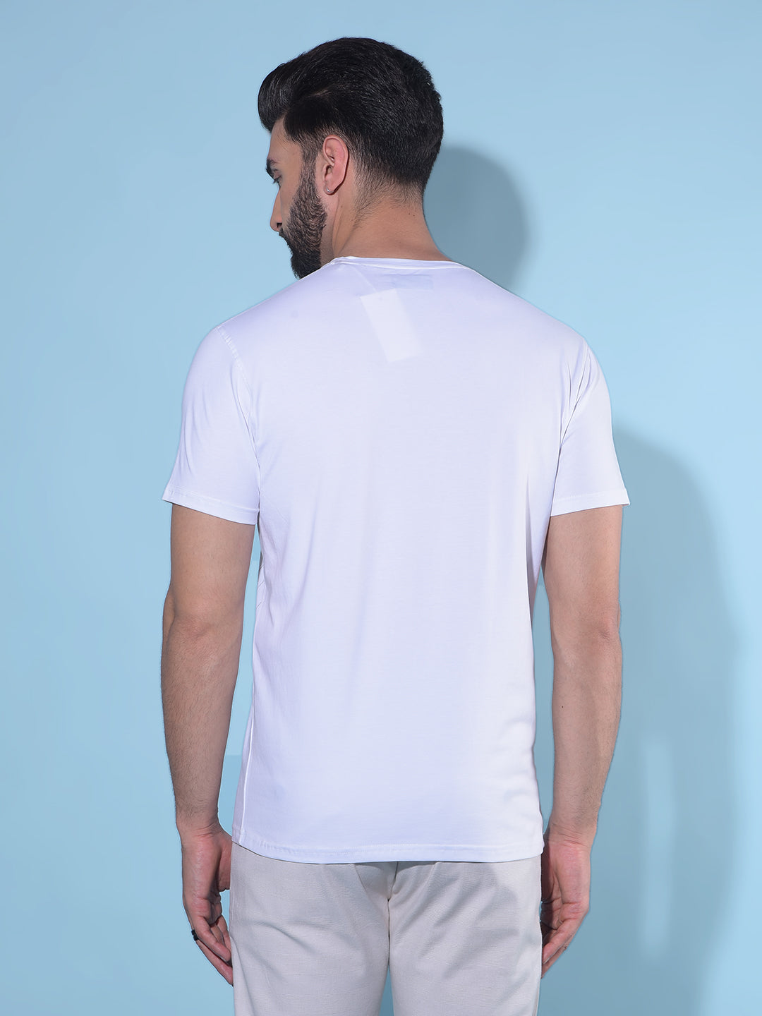 White Typographic Print Cotton T-Shirt-Men T-Shirts-Crimsoune Club