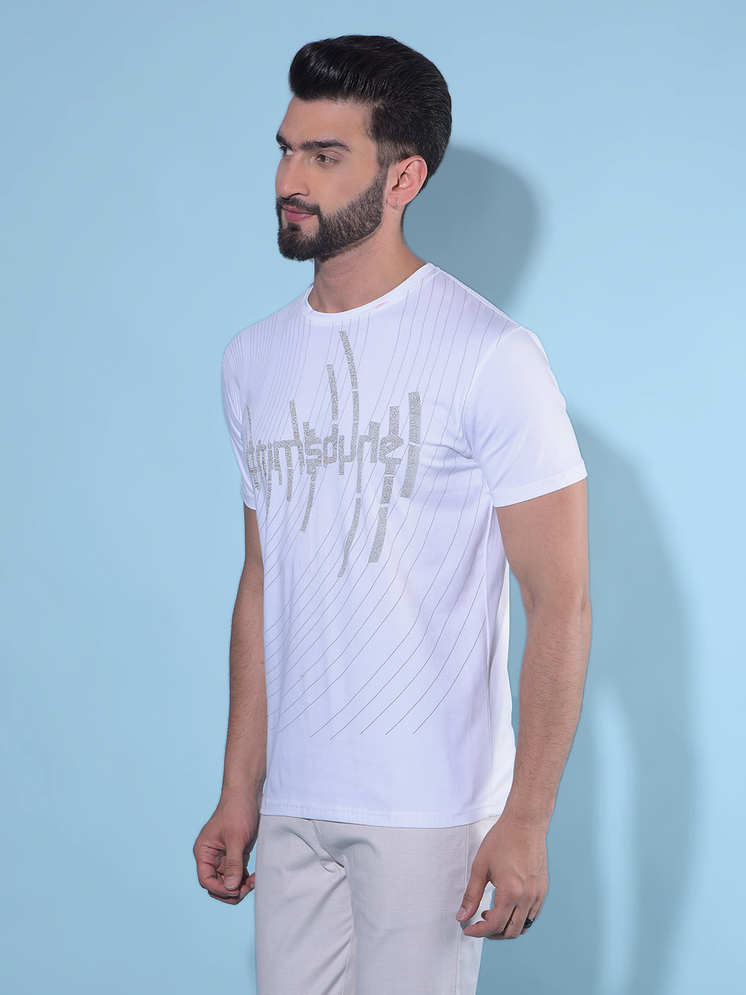 White Typographic Print Cotton T-Shirt-Men T-Shirts-Crimsoune Club