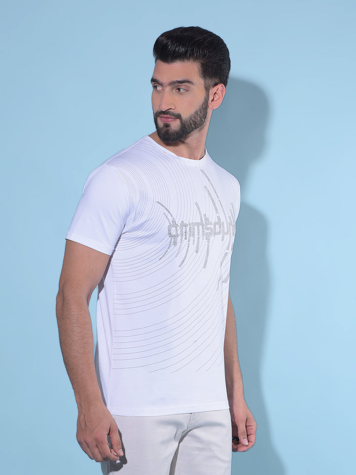 White Typographic Print Cotton T-Shirt-Men T-Shirts-Crimsoune Club