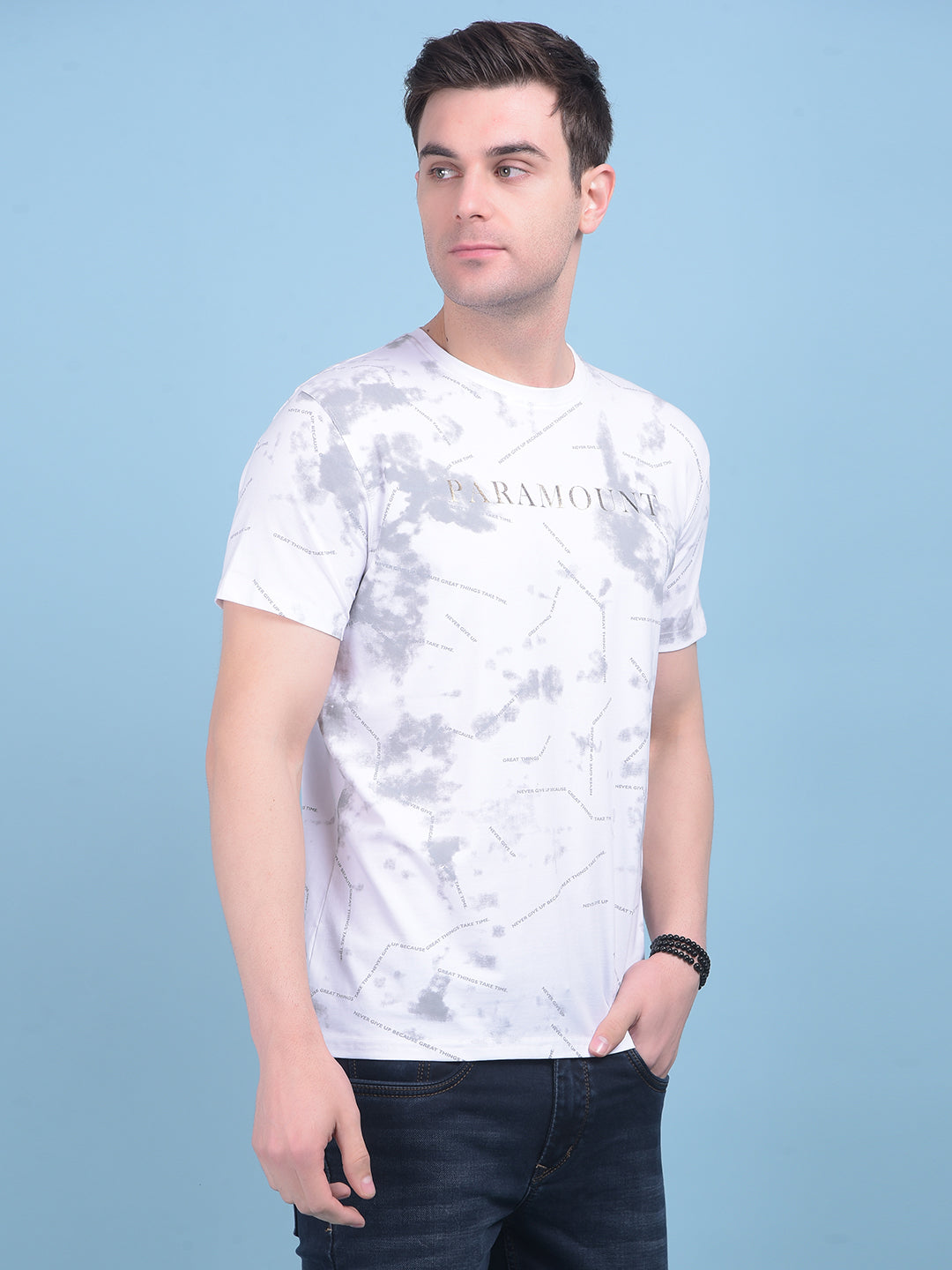 White Typographic Print Cotton T-Shirt-Men T-shirts-Crimsoune Club