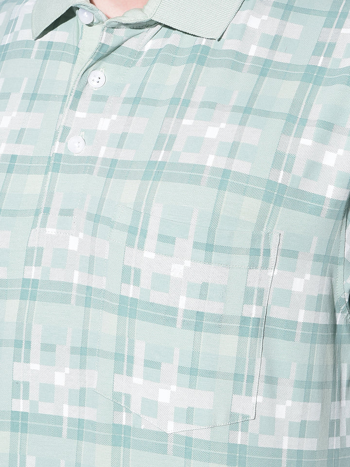 Green Tartan Check Polo T-Shirt-Men T-Shirts-Crimsoune Club