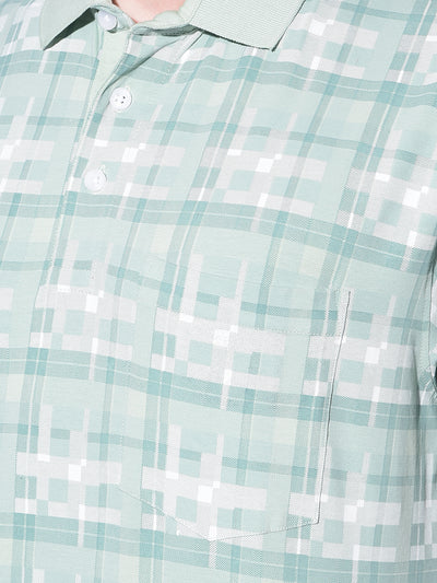 Green Tartan Check Polo T-Shirt-Men T-Shirts-Crimsoune Club