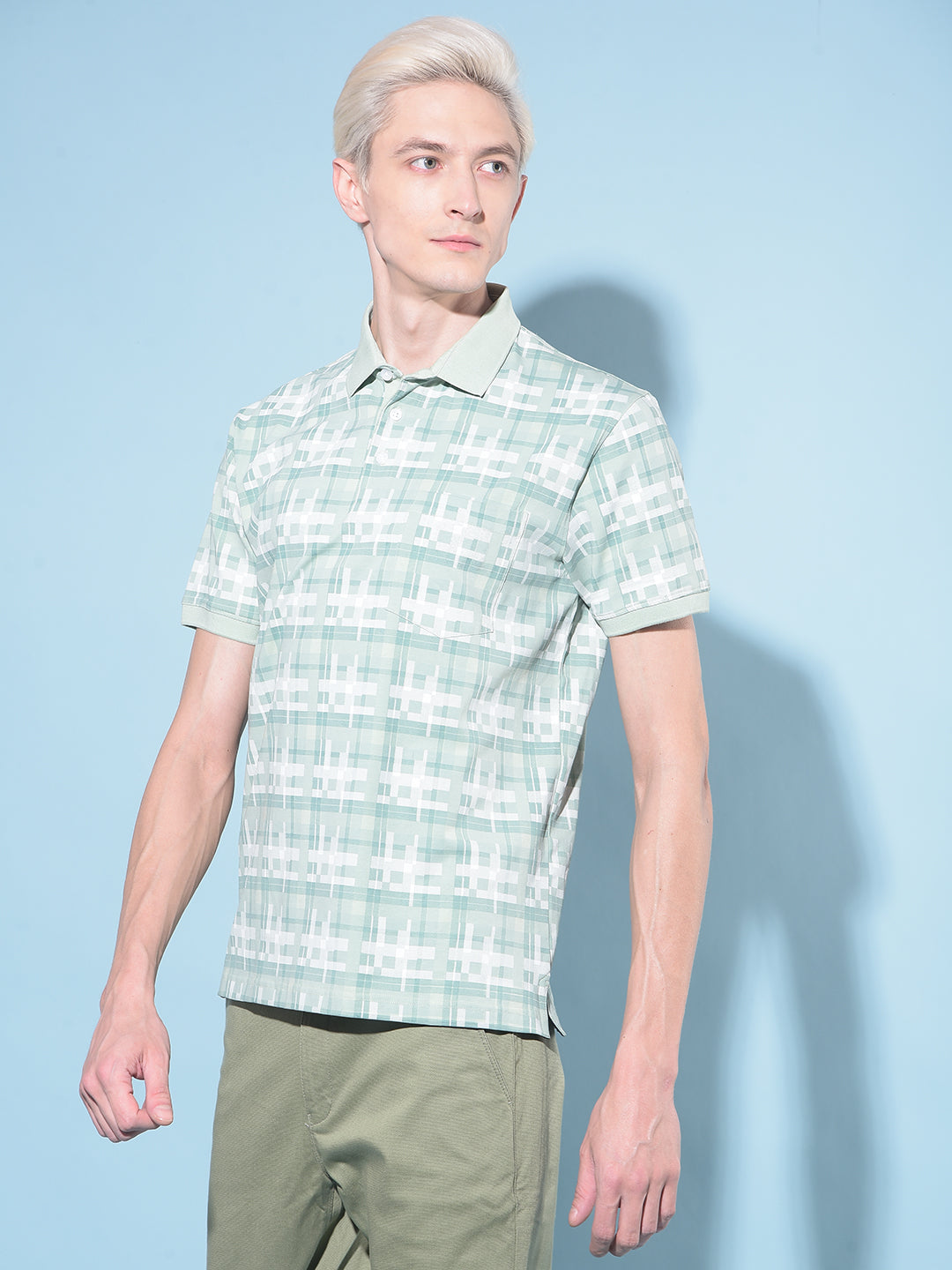 Green Tartan Check Polo T-Shirt-Men T-Shirts-Crimsoune Club