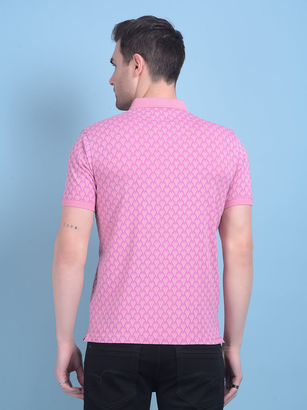 Pink Printed Cotton T-Shirt-Men T-Shirts-Crimsoune Club