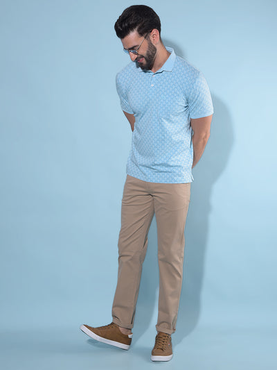 Blue Printed Polo T-Shirt-Men T-Shirts-Crimsoune Club