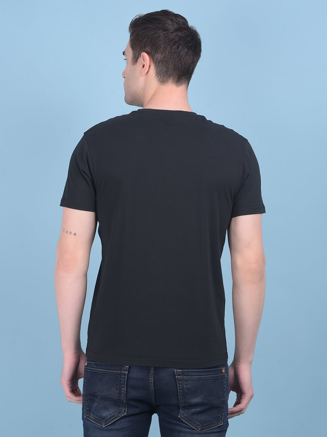 Black Cotton T-Shirt-Men T-Shirts-Crimsoune Club