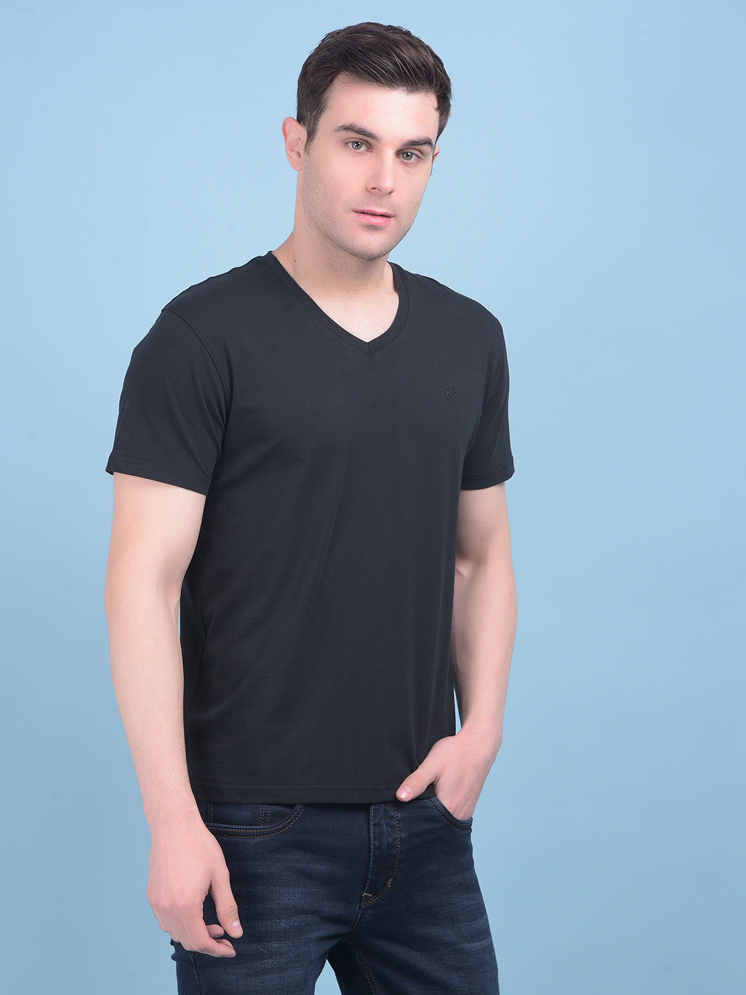 Black Cotton T-Shirt-Men T-Shirts-Crimsoune Club