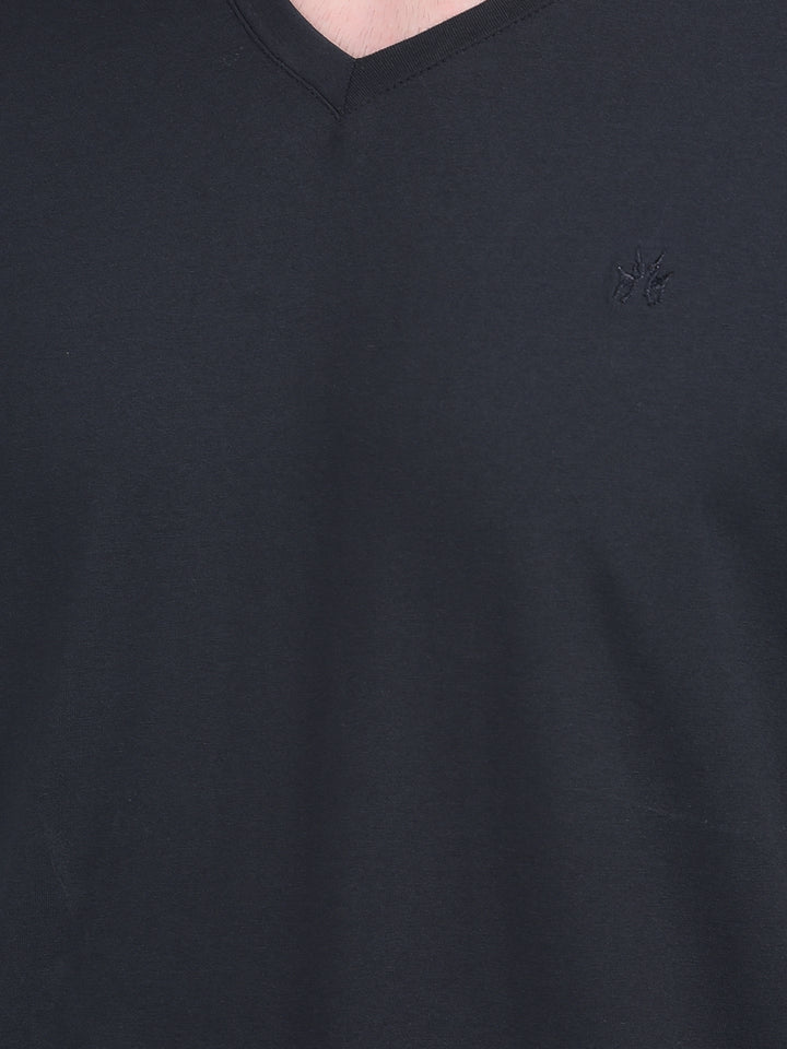 Black Cotton T-Shirt-Men T-Shirts-Crimsoune Club