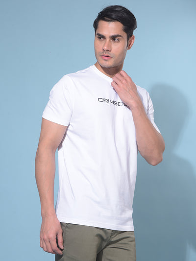 White Typographic T-Shirt-Men T-Shirts-Crimsoune Club