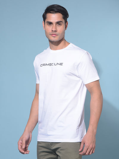 White Typographic T-Shirt-Men T-Shirts-Crimsoune Club