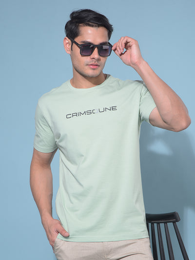 Green Typographic Print Cotton T-Shirt-Men T-Shirts-Crimsoune Club